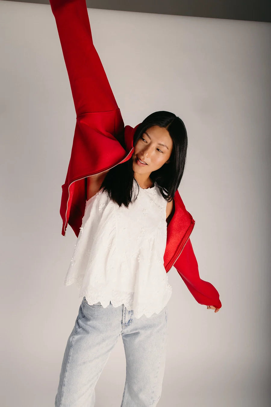 The Lucky Baby Zip Up Hoodie in Cherry Red