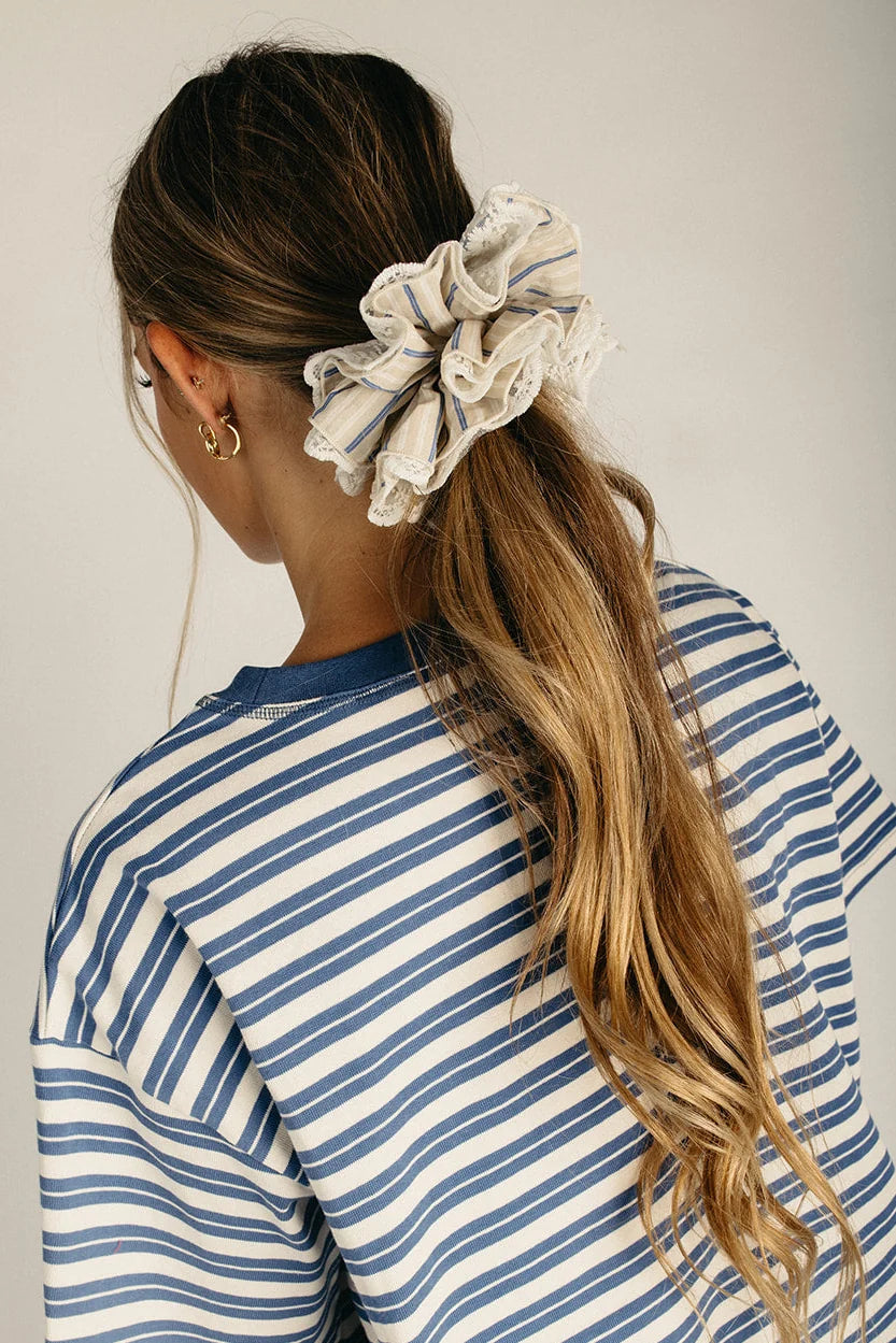 The Lace Patchwork Scrunchie in Beige