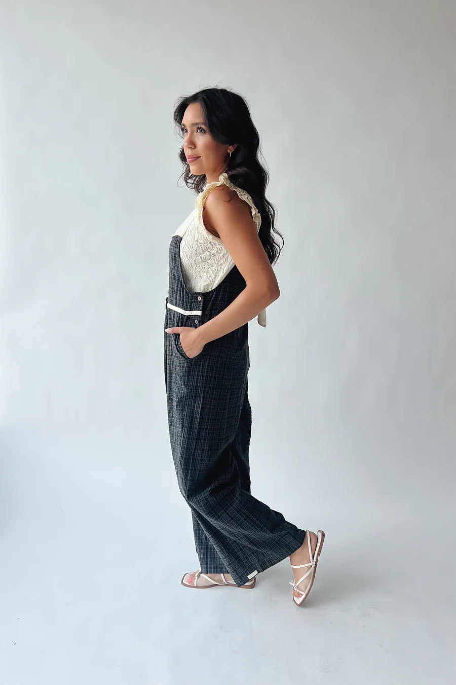 The Marino Drawcord Overall in Black