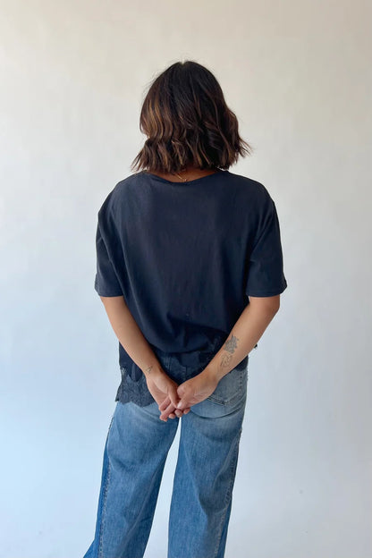The Pulver Lace Hem Tee in Navy