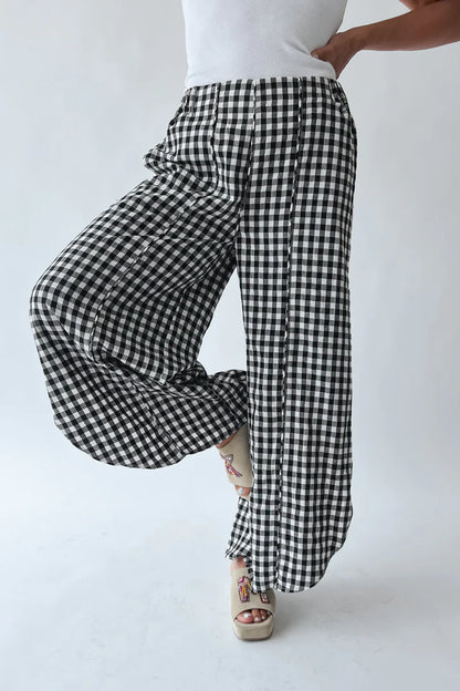 The Blevin Tulip Checkered Pant in Black