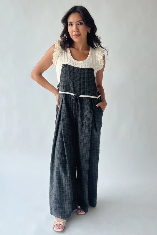 The Marino Drawcord Overall in Black