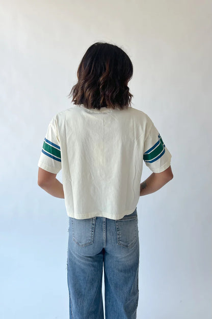 The Jarvin Retro Stripe Boxy Tee in Ivory