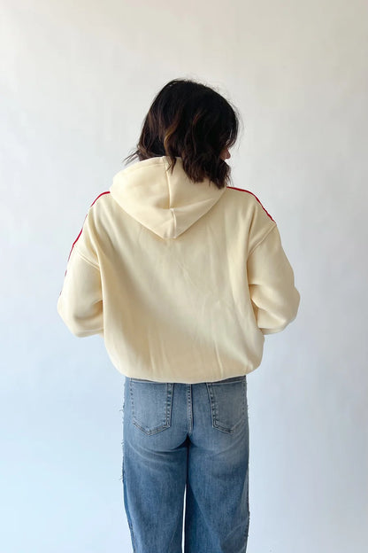 The Jayla Contrast Striped Hoodie in Ivory