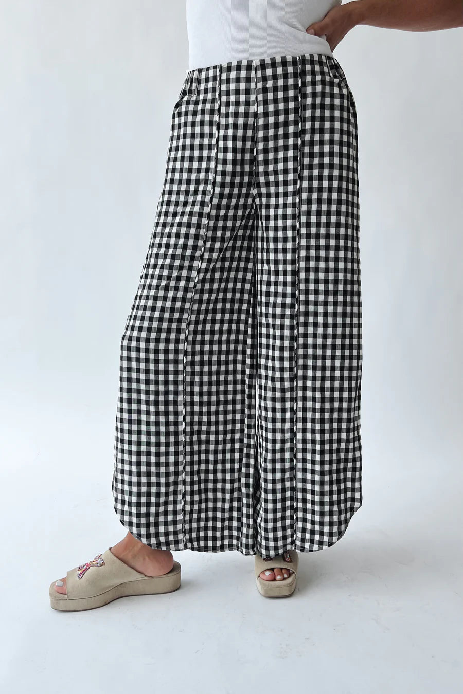 The Blevin Tulip Checkered Pant in Black