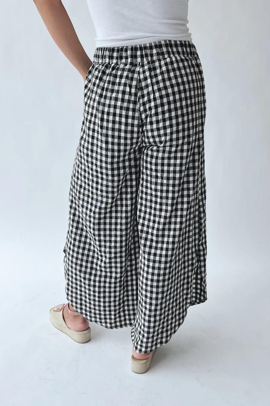 The Blevin Tulip Checkered Pant in Black