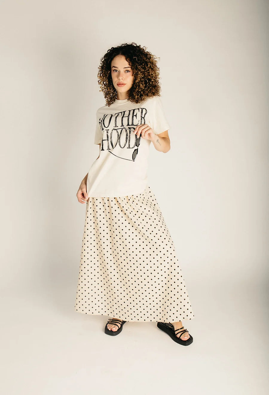 The Motherhood Graphic Tee in Ivory + Black