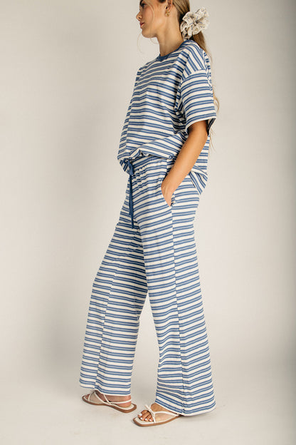 The Kelso Striped Lounge Pant in Dusty Blue