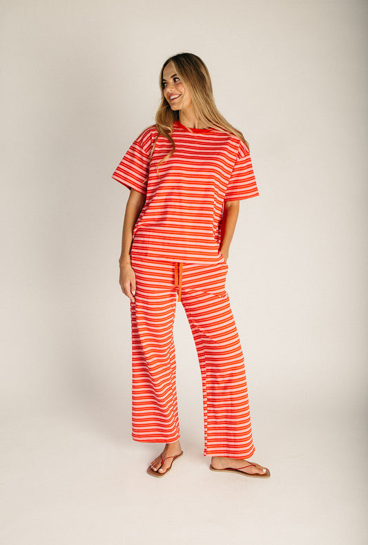 The Kelso Striped Lounge Pant in Red + Pink