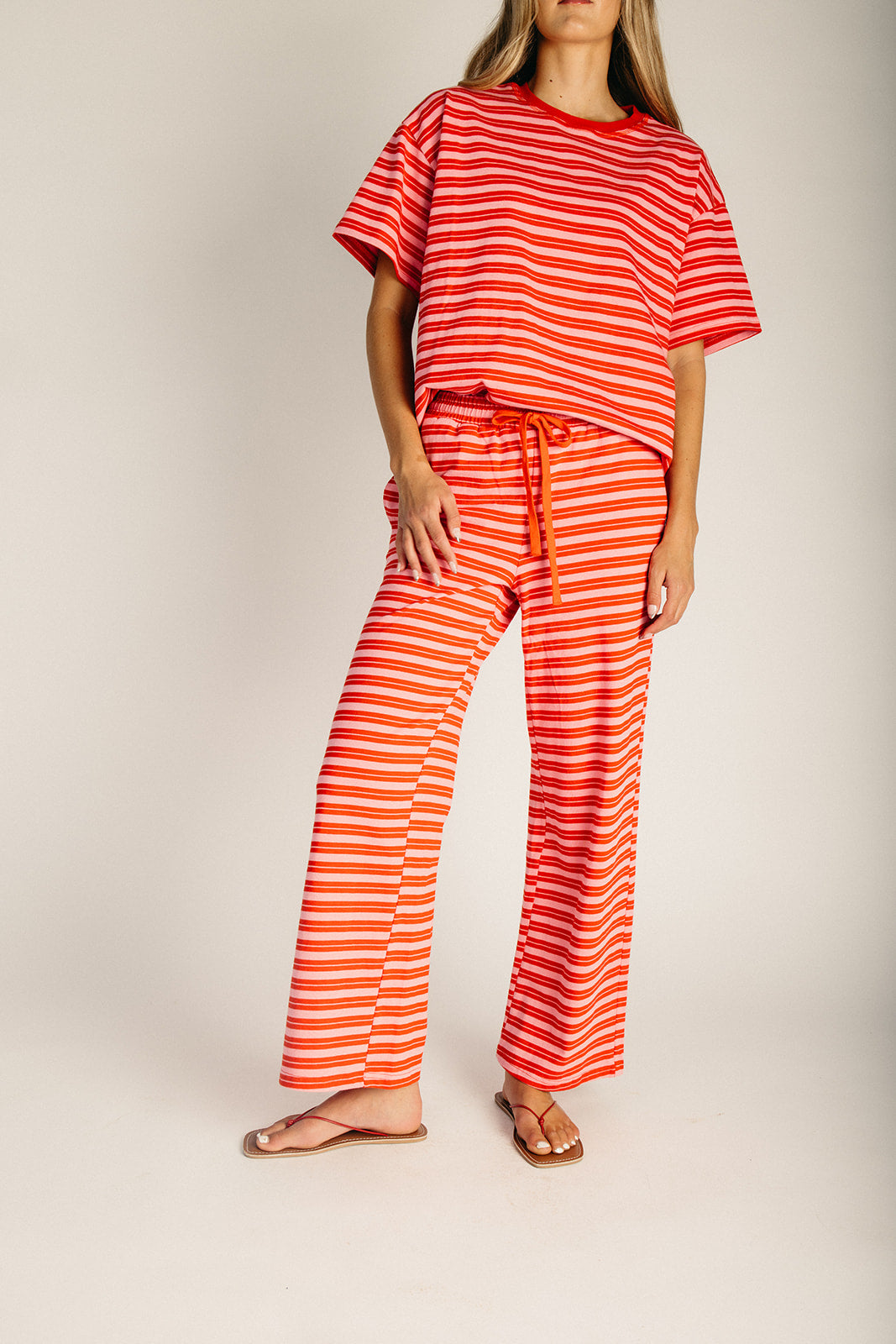 The Kelso Striped Lounge Pant in Red + Pink