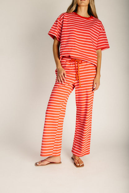 The Kelso Striped Lounge Pant in Red + Pink