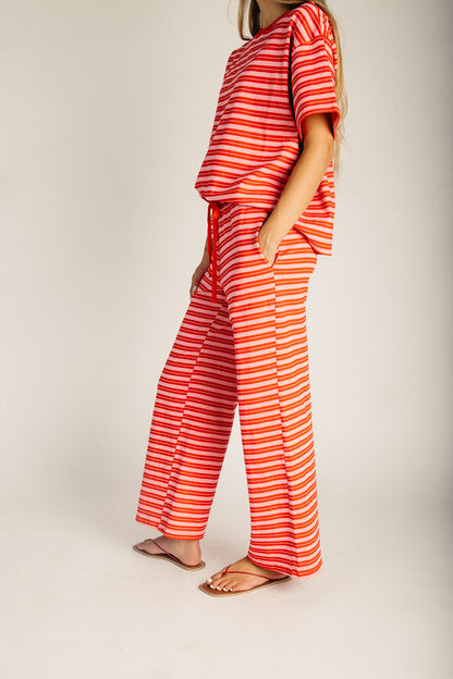The Kelso Striped Lounge Pant in Red + Pink