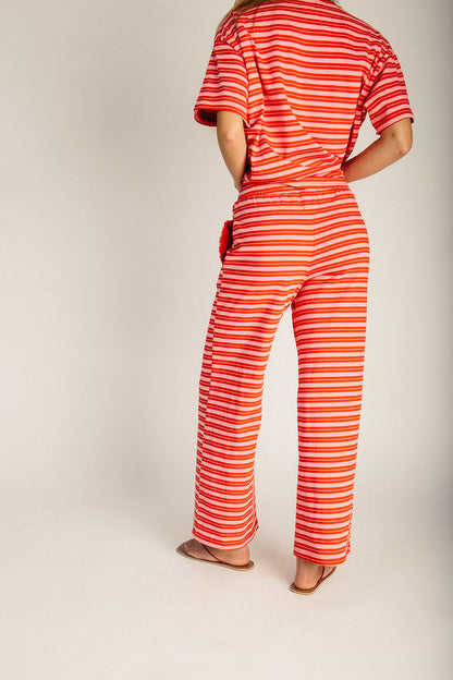 The Kelso Striped Lounge Pant in Red + Pink