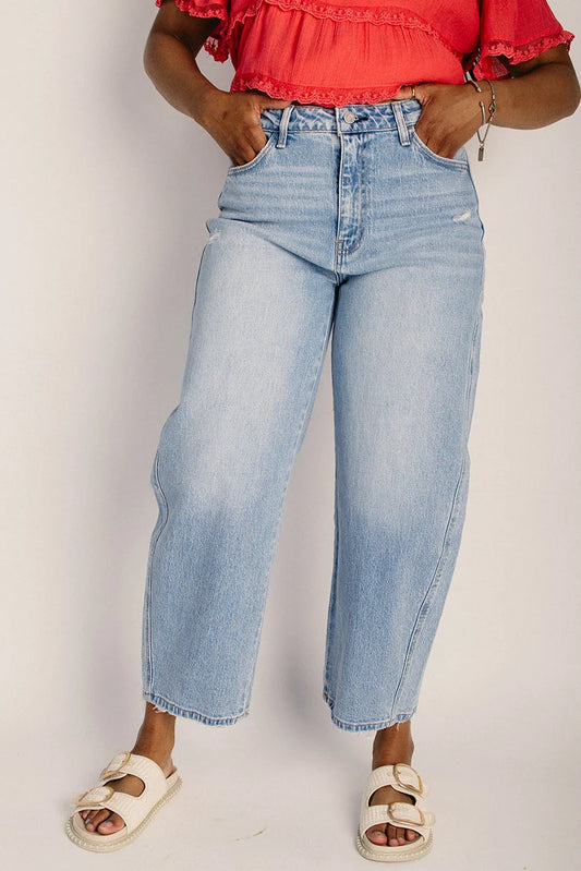 The Augustus Crop Barrel Jean in Light Wash