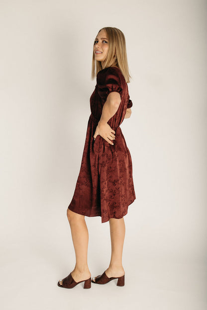The Burgos Jacquard Lace Trim Dress in Chocolate