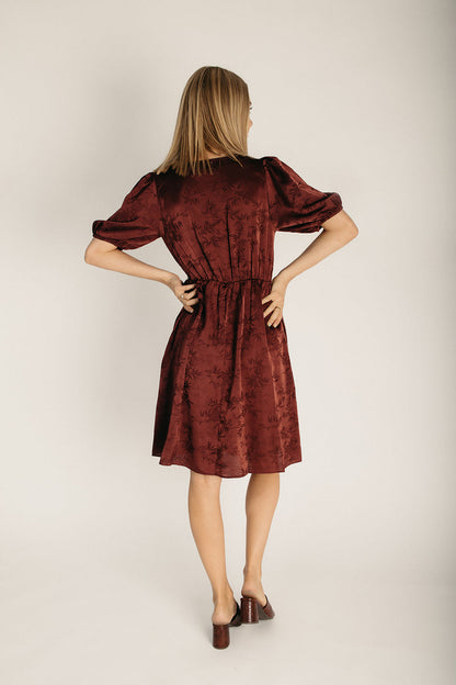 The Burgos Jacquard Lace Trim Dress in Chocolate