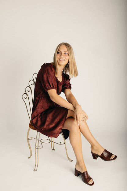 The Burgos Jacquard Lace Trim Dress in Chocolate