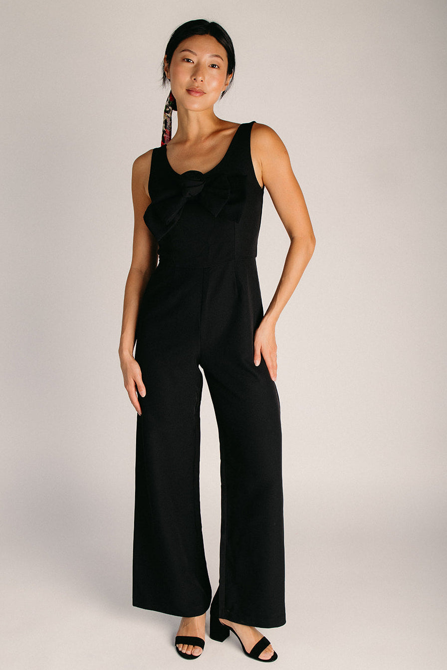 The Danna Bow Detail Jumpsuit in Black