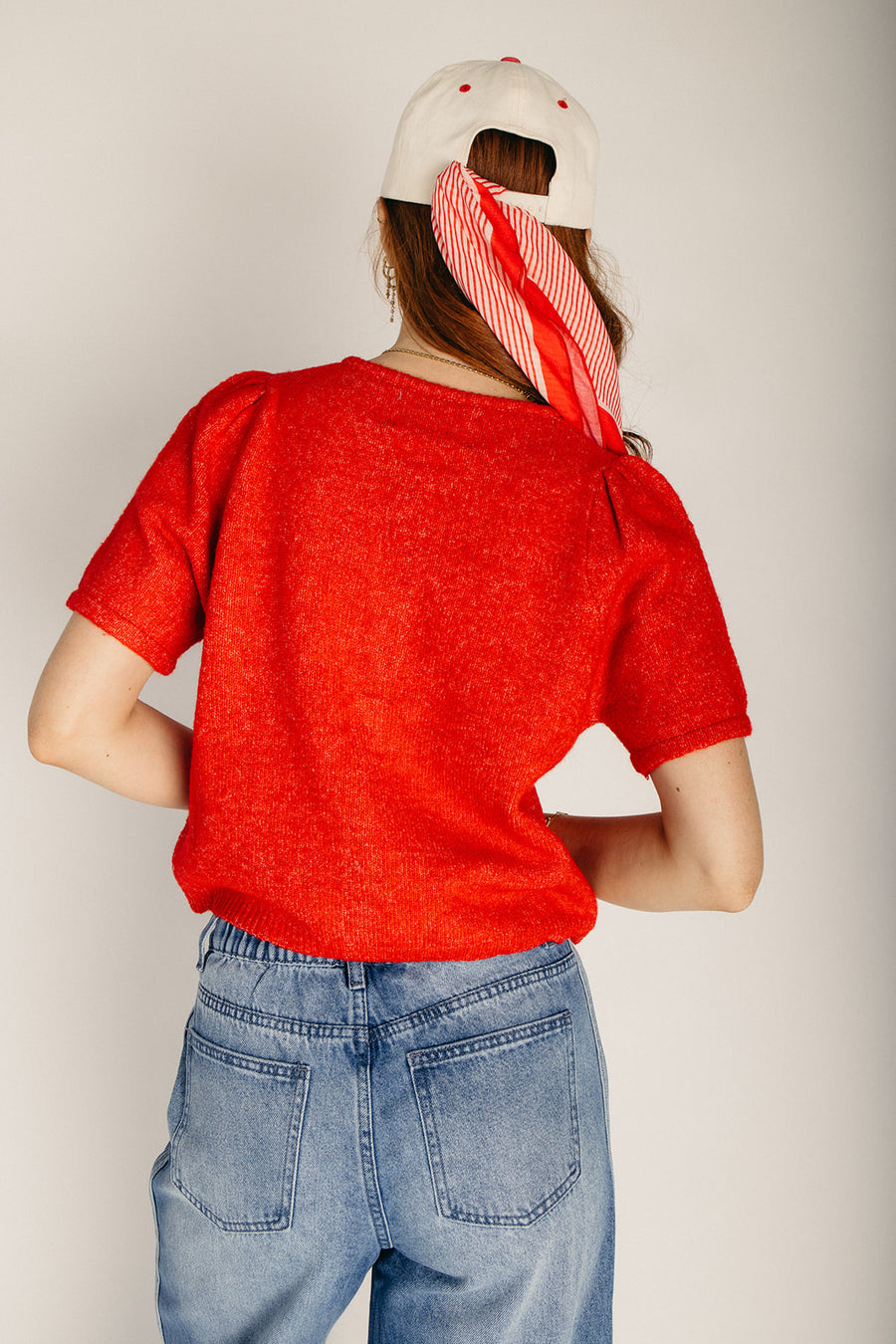 The Morgello Button-Up Cardigan in Red