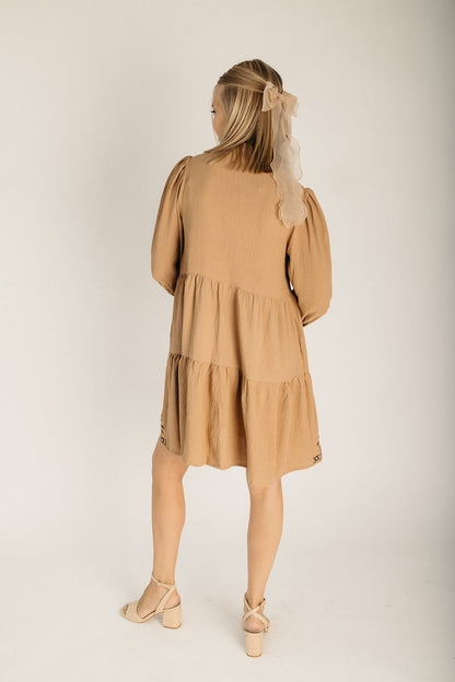 The Loren Embroidered Detail Dress in Mocha Multi