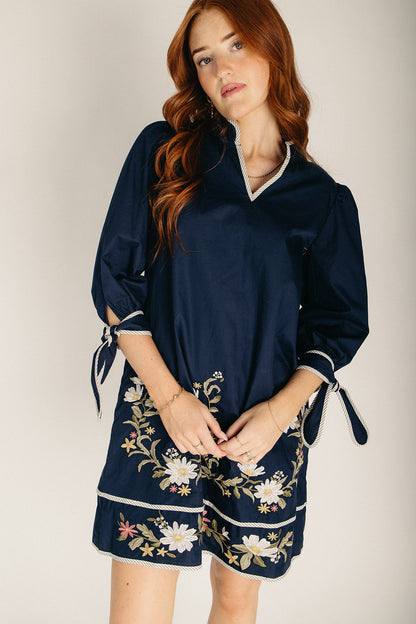 The Brimberry Embroidered Dress in Navy