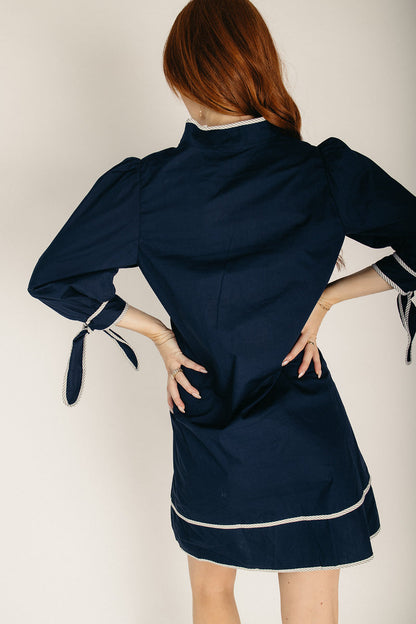 The Brimberry Embroidered Dress in Navy