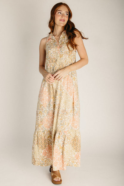 The Lundenberg Collared Maxi Tank Dress in Dusty Peach