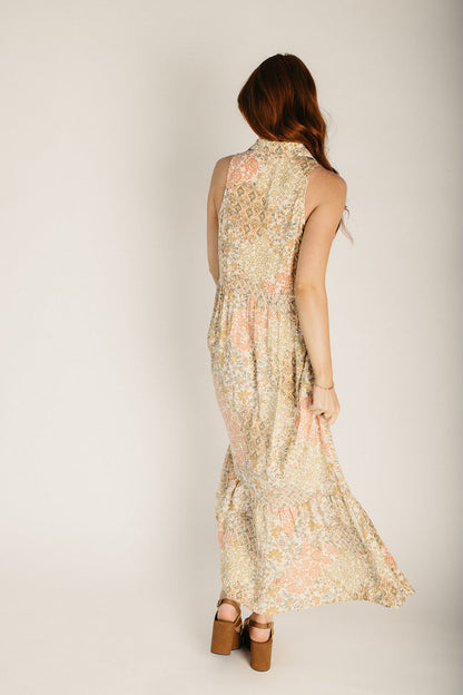 The Lundenberg Collared Maxi Tank Dress in Dusty Peach
