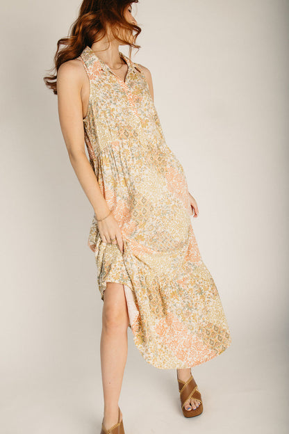 The Lundenberg Collared Maxi Tank Dress in Dusty Peach