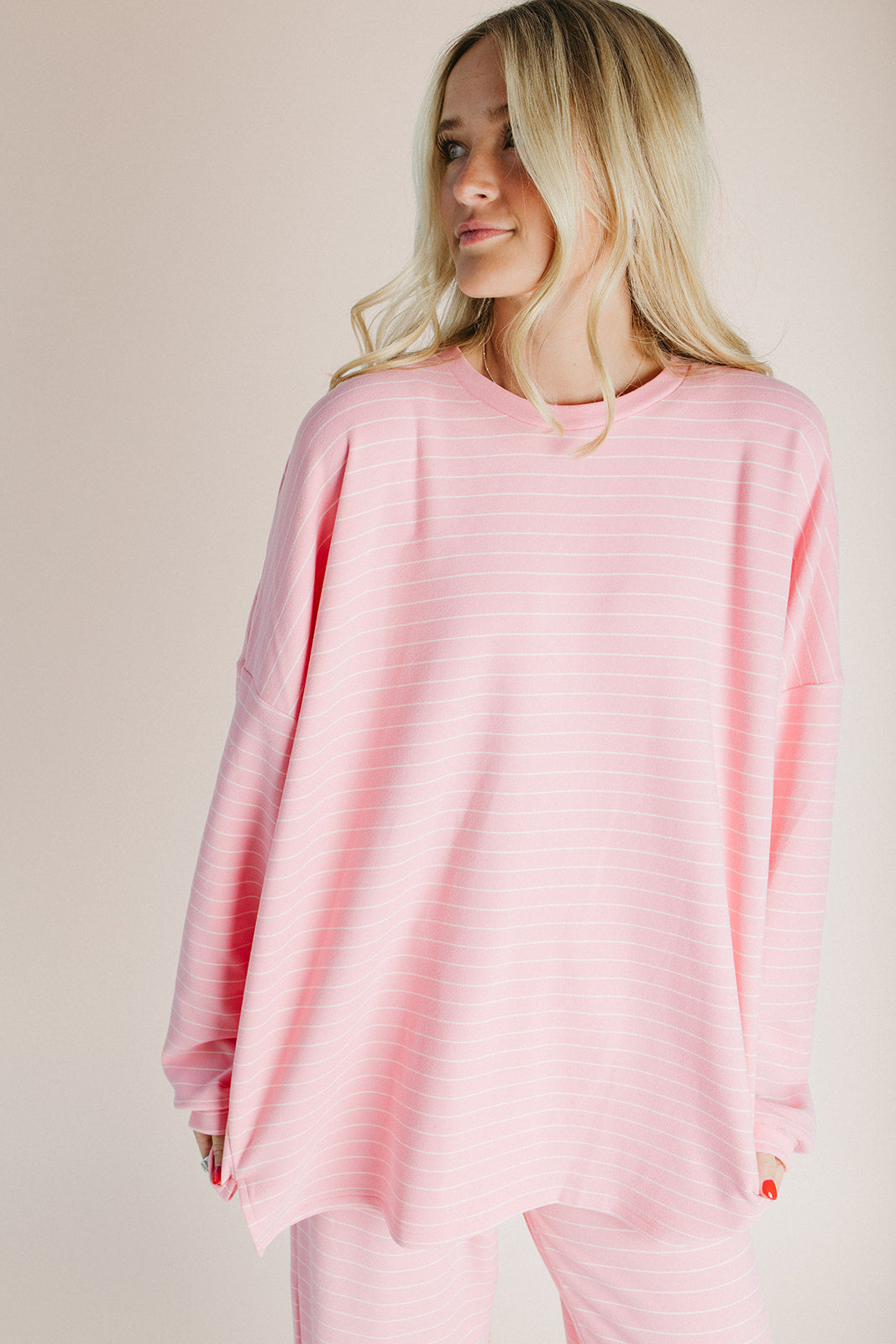 The Emery Striped Top in Pink