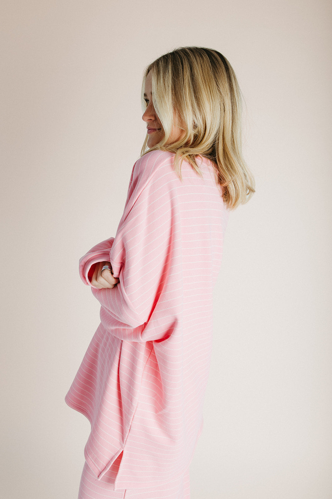 The Emery Striped Top in Pink